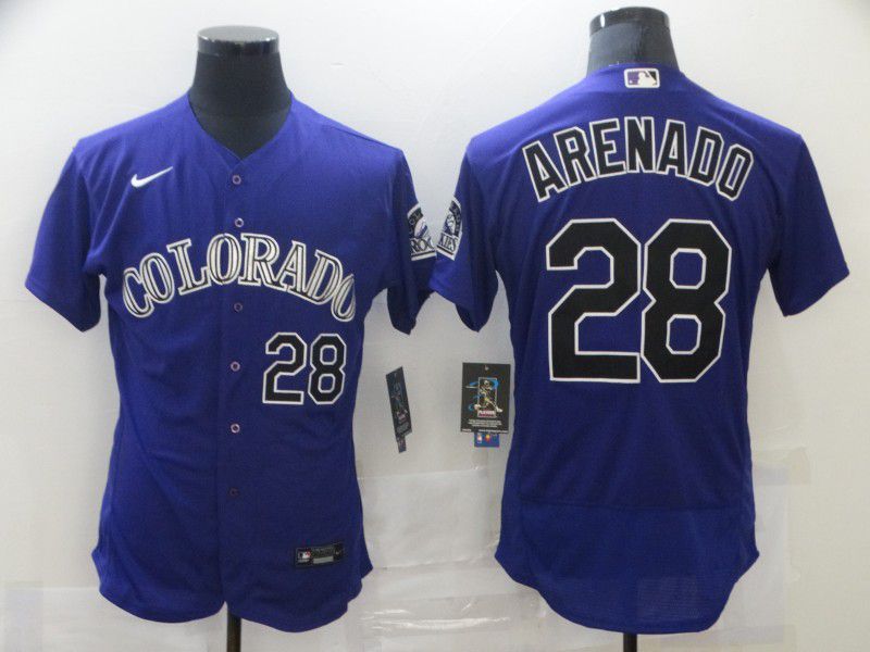 Men Colorado Rockies #28 Arenado Purple Elite Nike MLB Jerseys
